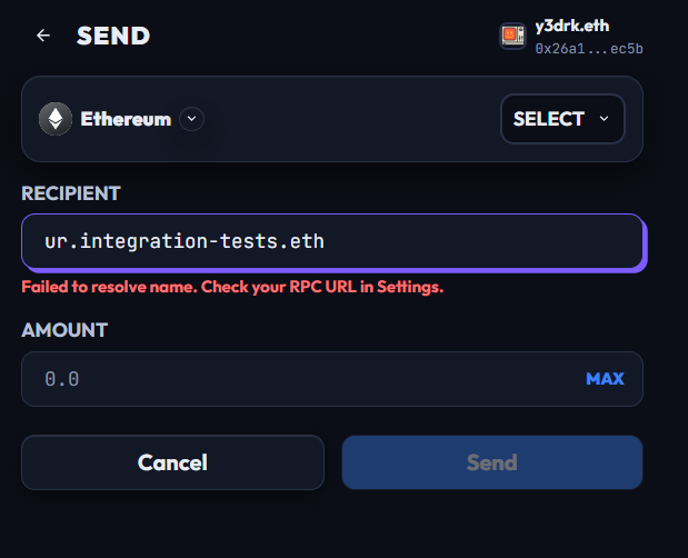 WalletChan failed to resolve the test name